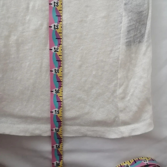 The Kooples Sport Linen Short Sleeve T-Shirt Lace Up Sleeve Off White 2 Medium - Picture 13 of 15